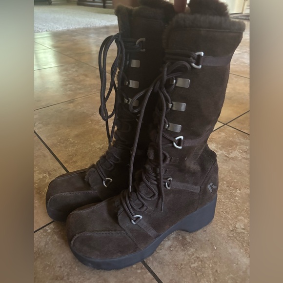 Report Women’s Brown Suede Tall Lace-Up Platform Boots - Picture 12 of 12